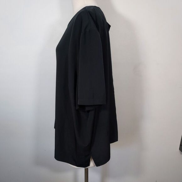 Maggie Barnes Black Dressy Blouse Keyhole Back Boxy Flowy Womens Plus Size 4X - Picture 4 of 11